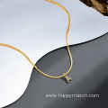 14kGold Snake Bone Chain Zircon Pendant Necklace